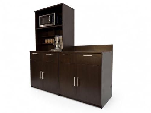 Microwave Hutch Cabinet with 2 (72" W – 2 Doors + Hutch)