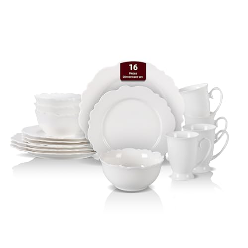 HomeVss New Bone China Dinnerware Set (Emboss Winds / Service for 4 - 16pc Set)