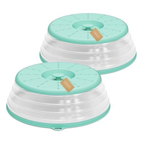 Microwave Splatter Cover Vented for Food with Hook Hole (2 packs-Mint Green / M(11"x3.26")-Pack of 2)