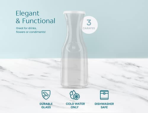 Glass Carafe Pitchers (Set of 3, 1.5 Liter)