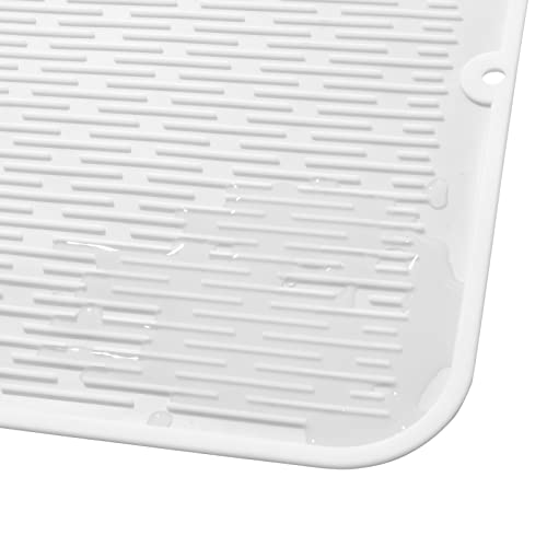 Silicone Dish Drying Mat for Multiple Usage (White / 18"L x 16"W)