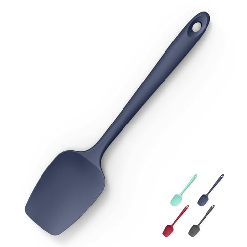 600°F Heat Resistant Silicone Large Spoon (11.4in (Spoon Spatula) / Navy Blue)