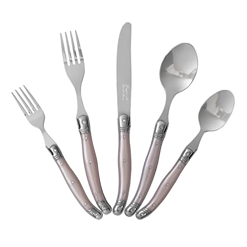 Laguiole 20 Piece Stainless Steel Flatware Set (Petal Pink)