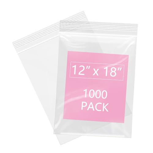 1000 Pcs 12" x 18" Reclosable Plastic Zip Poly Bags 2 Mil