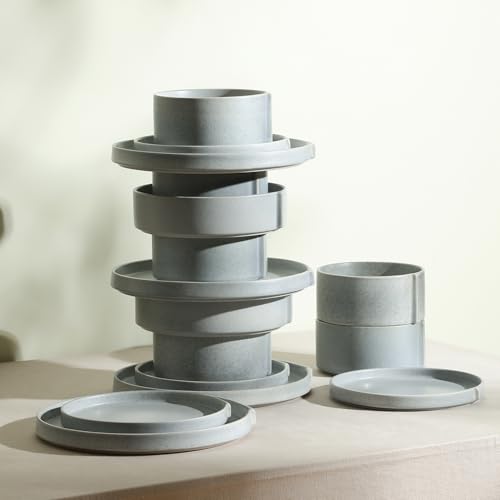Bao 12 Piece Dinnerware Set Stoneware (Blue-Grey / 12-Piece - Service for 4)