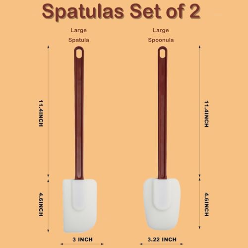 16.5 INCH Silicone Spatulas Heat Resistant Heavy Duty Rubber Spatulas Commercial Spatulas Set for Kitchen Use Silicone Cooking Utensils Sets of 2 (16.5INCH)