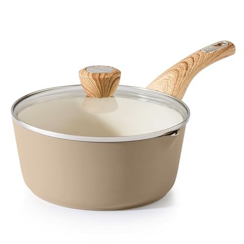 Ceramic Nonstick Sauce Pan with Lid (Ceramic Taupe / 2.5 Quarts)