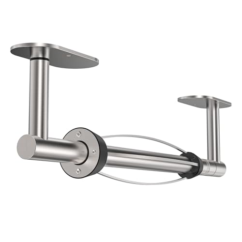 Paper Towel Holder Under Cabinet with Damping Single Hand Operable (Brushed Nickel / One Hand Tear Holder)