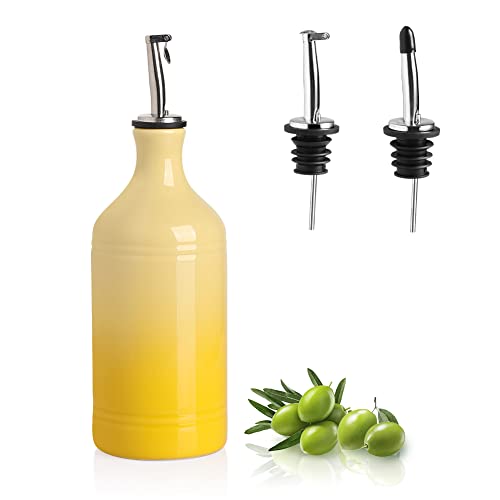Sweejar Ceramic Olive Oil Dispenser Bottle (15.5 oz, Set of 1 / Gradient Yellow)
