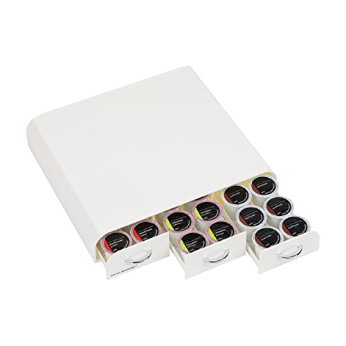 Single Serve Coffee Pod Organizer with 3 Drawers (36 Capacity / White)