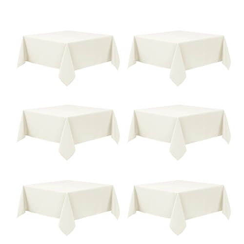 6 Pack Ivory Tablecloths for Square Tables (Ivory / 54x54 In, 6 Pack)