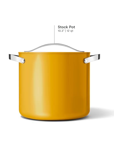 12 qt Non Stick Ceramic Stock Pot with Lid (Marigold)