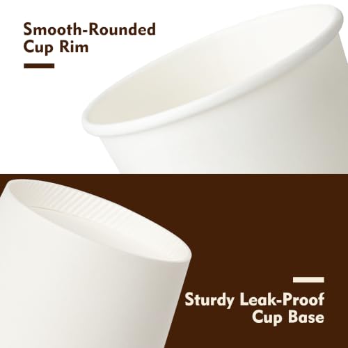 16 oz 50 Pack Coffee Cups with Lids & Sleeves (White-Kraft Sleeves / 16 oz)