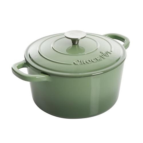 Crock Pot Artisan 5 Quart Enameled Cast Iron Round Dutch Oven (Pistachio Green / 5-Quart)