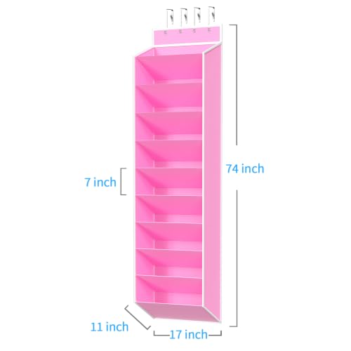 10 Tiers Large Size Over the Door Shoe Organizer Storage (Pink-10 cell)