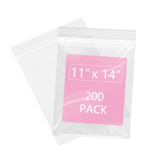 200 Pcs 11" x 14" Reclosable Plastic Zip Poly Bags