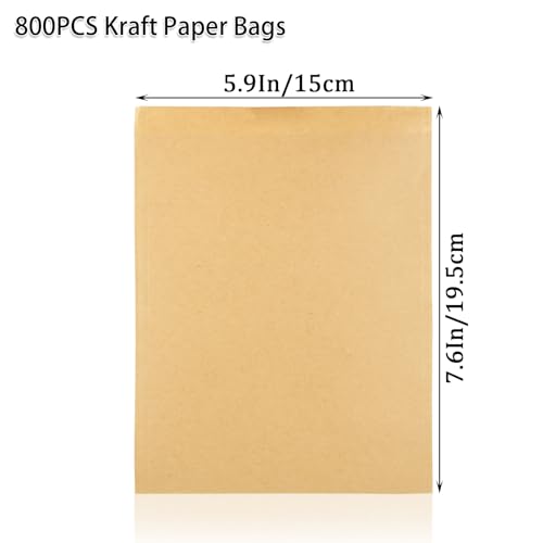 Wax Paper Sandwich Bags 8x6 inch Wax Paper Bags for Food (Kraft-800PCS / 8x6 inch)