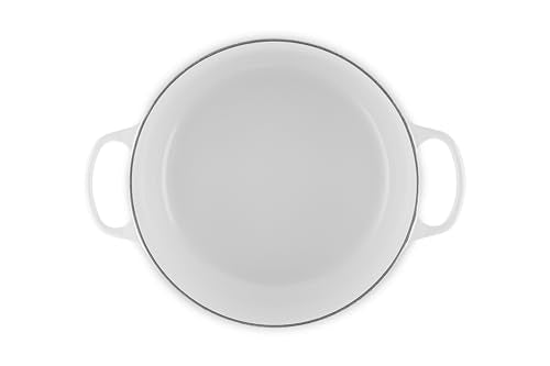 Enameled Cast Iron Round Dutch Oven (White / 7.25 Qt)