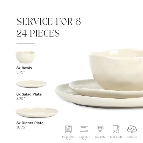 Mirella 24 Piece Dinnerware Set Stoneware (Beige / 24-Piece - Service for 8)
