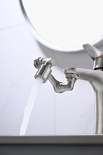 Universal 1080° Swivel Bathroom Faucet Extender Rotating Faucet Attachment Adapter for Kitchen Sink Brushed Nickel