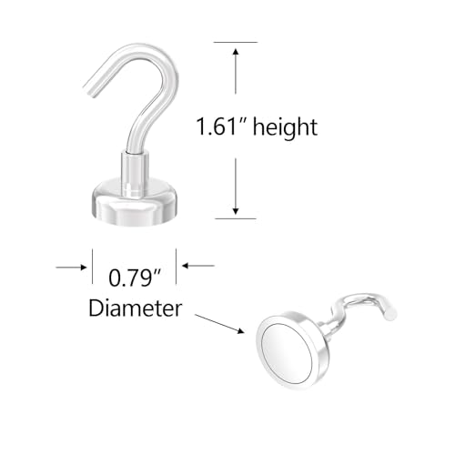 Heavy Duty Magnetic Hooks with 0.79" Dia Magnetic Base (24 Count)