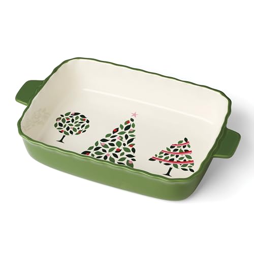 Evergreen Rectangular Scallop Christmas Baking Dish (Rectangular Scallop Baking Dish)