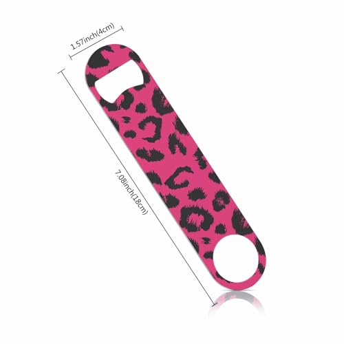 Leopard Print Stainless Steel Bottle Opener Jaguar Animal Fur Fashion Natural Skin Black Pink Wild Spot Flat Beer Bottle Opener Keychain for Home Kitchen Bar Restaurant Party Birthday Gift (Leopard Print)