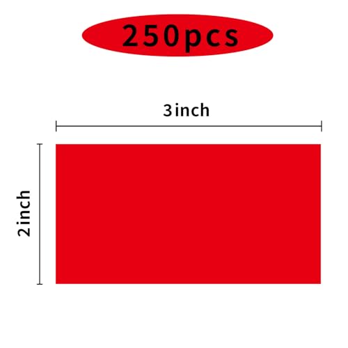 250 Red 2*3 Inch Rectangle Removable Writable Color Coding Labels (Red / 2*3 inch)