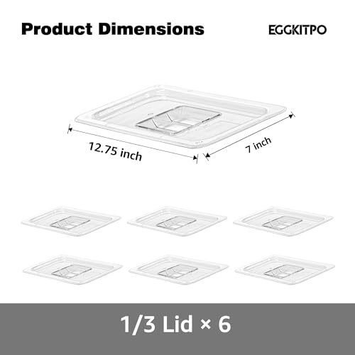 6 PCS Clear Food Pan Lids Universal 1 (1/3 Size / Handled Lids)