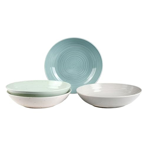 Siterra Artist's Blend Stoneware Pasta Bowls (Aqua Blend / Pasta Bowl Set)