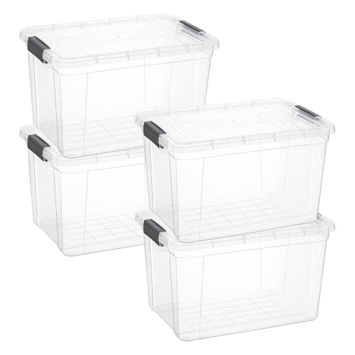 14.7 Quart Clear Plastic Storage Boxes with Lids (14.7 Quart)