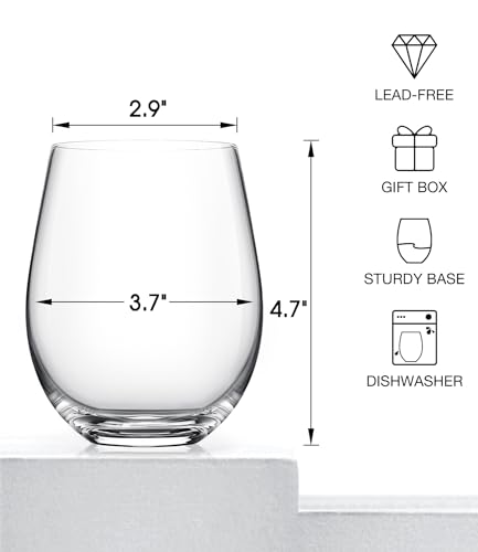 Stemless Wine Glasses Set of 6 (Set of 6-18oz)