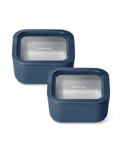 2 Piece Glass Food Storage Set with Lids (Navy / 4.4 Cup Food Storage (2x))