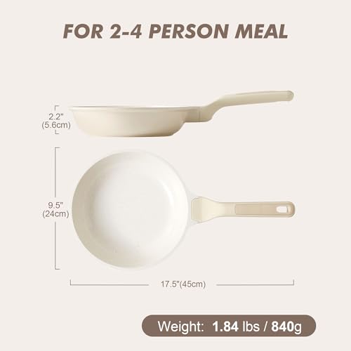 Ceramic Frying Pan Nonstick 9.5 (9.5 Inch / Antique White)