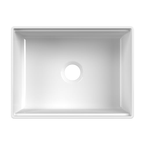 24 in White Fireclay Farmhouse Workstation Sink (24 Inch - Workstation - Single Bowl)
