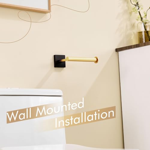 Toilet Paper Holder Toilet Roll Holders Hold Mega Rolls Kitchen Bathroom Tissue Paper Dispenser Black with Gold Stainless Steel (Black Gold / Vertical)