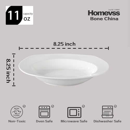 HomeVss New Bone China Dinnerware Set (Square Coupe / Service for 4 - 20pc Set)