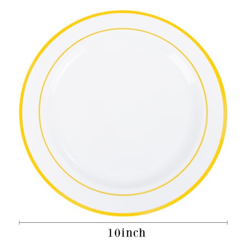 100PCS Gold Plastic Plates (Gold / 100 PCS)