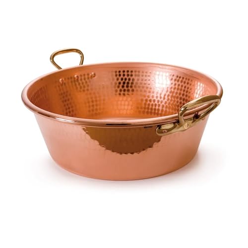 M'Passion 1.2mm Hammered Copper Jam Pan With Brass Handles (17.3 Quarts / Copper)