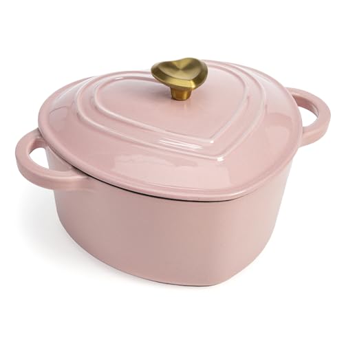 Enameled Cast Iron Dutch Oven Pot with Lid (Pink / 4-Quart)