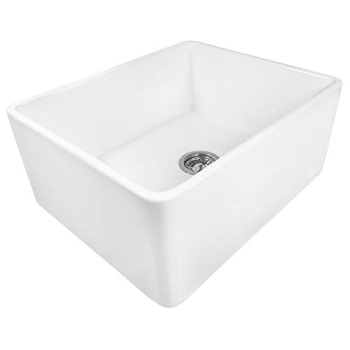 23x18 in White Fireclay Farmhouse Utility Sink (24 Inch - Single Bowl)