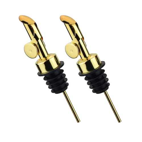 2 Pack Auto Flip Olive Oil Dispenser Spout (2 Pourers-Gold)