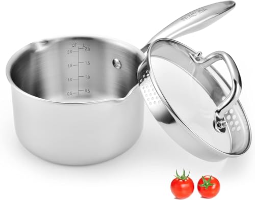 1.5 Quart Stainless Steel Pot Saucepan with Glass Strainer Lid (1.5 Quarts)
