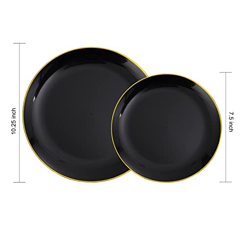 60PCS Black Plastic Plates (Black and Gold / 60 PCS)