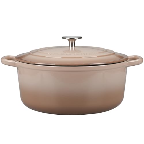 Enameled Dutch Ovens Cast Iron Dutch Oven Pot with Lid for Bread Baking (Mocha / 7QT)