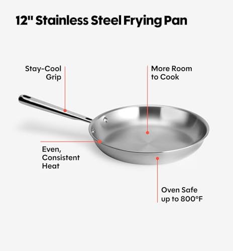 5 Ply Stainless Steel 12" Frying Pan (12 Inch)