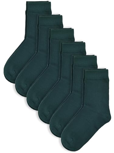 Unisex Kids Boys Girls Soft Cotton School Socks 6 (Medium / Hunter Green)