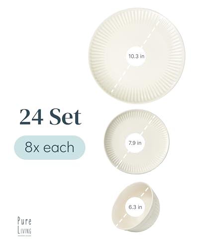 24 Piece Stoneware Dinnerware Set for 8 (Hygge / Beige / Set for 8 (24pcs))