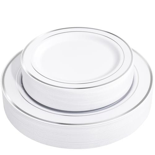 60PCS Silver Plastic Plates (60 / Sliver)