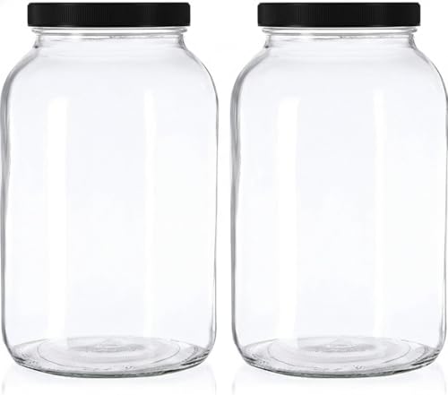 1 Gallon Glass Mason Jars (Black / Pack of 2)